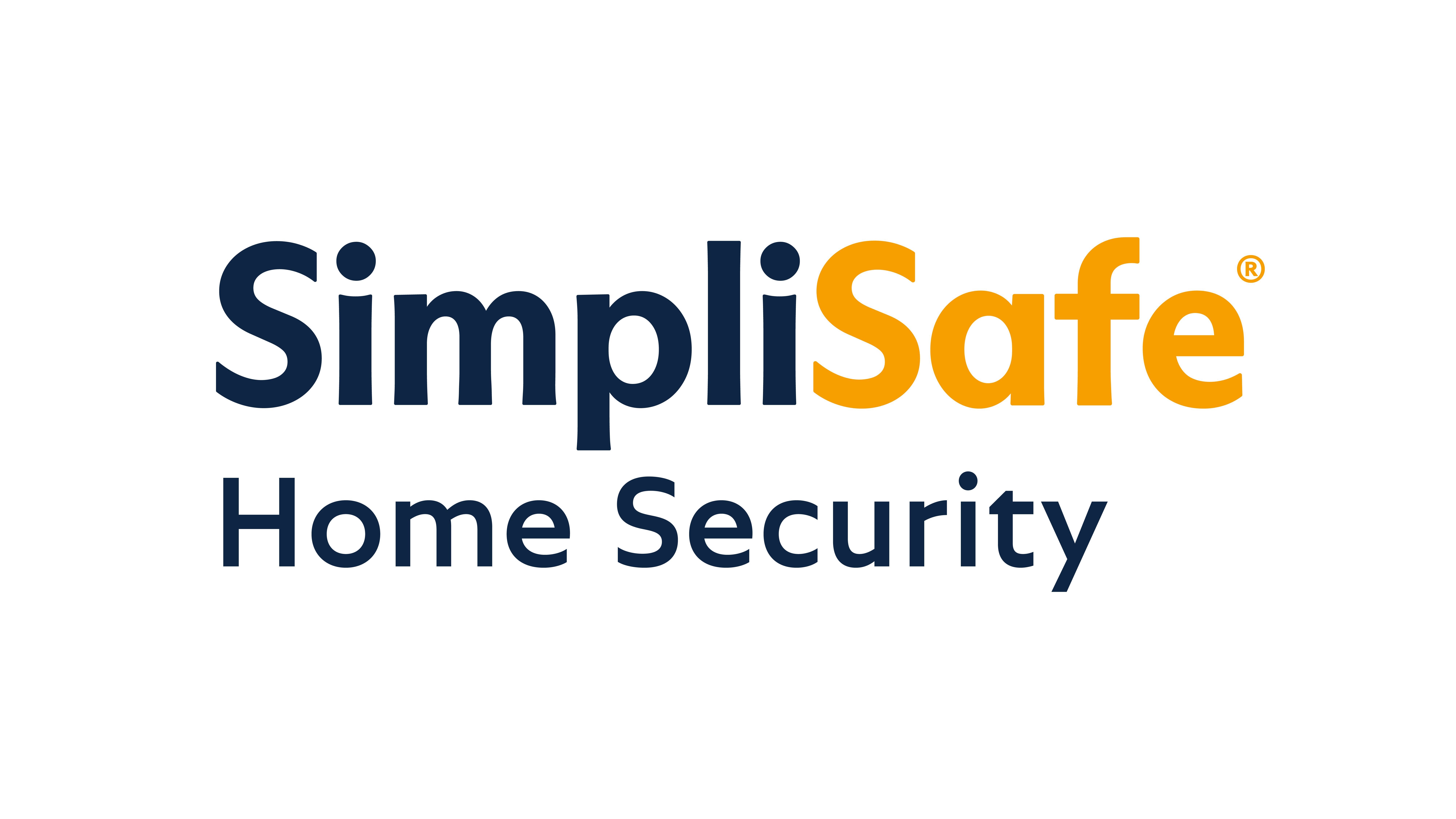 SimpliSafe logo, blue and yellow text on a white background